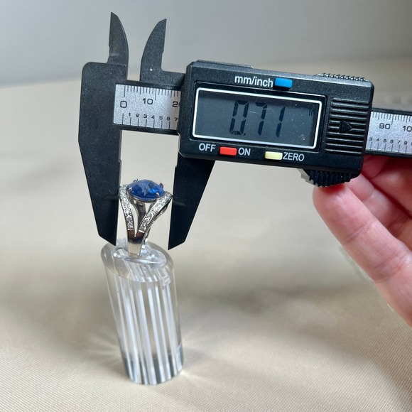 Ross Simons Sterling Silver Blue and Clear Stone Cocktail Statement Ring 6.75 - Picture 9 of 16